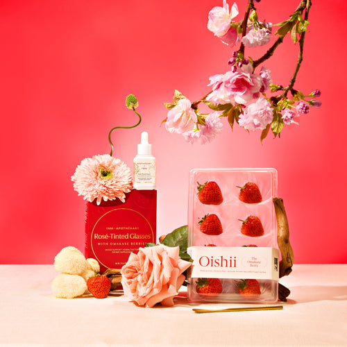 Oishii + Apothékary: Rosé Tinted Glasses with Omakase Berries